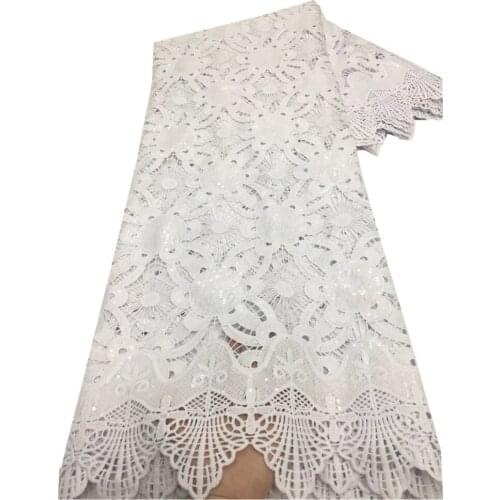 SJ Lace Milk Lace Nigerian Sequins Lace Fabric Bridal 2021 High Quality Lace African Cord Guipure Lace Fabric For Wedding x3-75