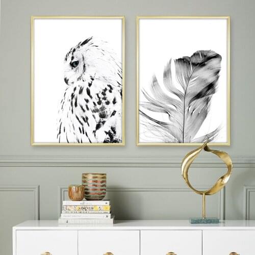 Scandinavian Owl Poster Feather Canvas Print Paintings For Living Room Wall Art Decorative Pictures Nordic Modern Home Decor