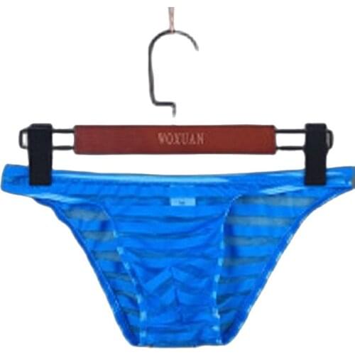 Mens Mesh Transparent Breathable Briefs Fad Hollow Striped Perspective Underpants Big U Convex Pocket Sexy Home Wear Underwear