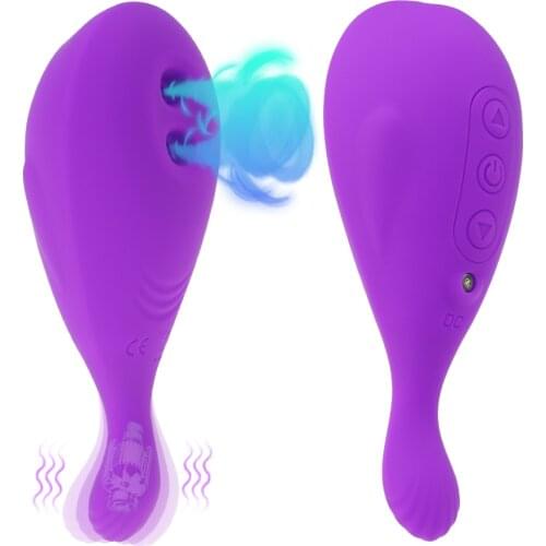 Clitoral Sucking Vibrator Whale Shape 2 Holes Vibrating Tail Clit Sucker Clitoris Stimulator Sex Toys for Women Masturbation