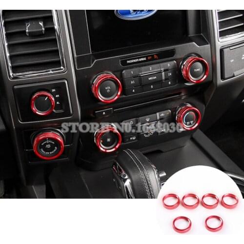 Inner Air Condition Knob Cover 6pcs Red Colour For Ford F150 F-150 2015-2017 Car accesories interior Car Trim