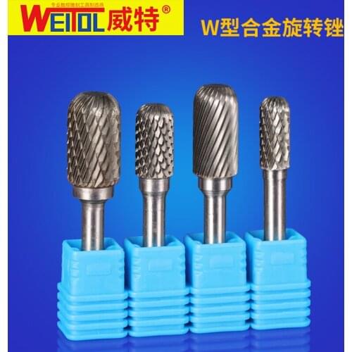 WeiTol type W 1/4" 6mm Tungsten Carbide Burr Rotary Cutter Files Set For CNC Engraving Tool