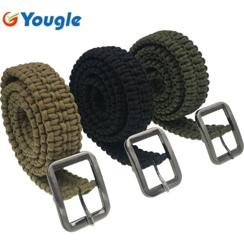 YOUGLE customizable Survival Paracord Belt 550 Paracord Belt Utility Belt Milspec Cord Solid Steel Buckle