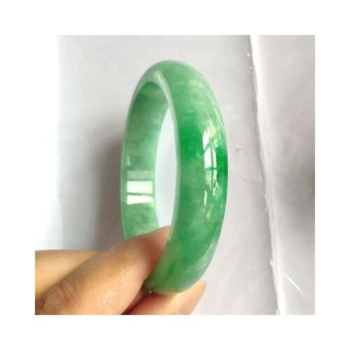 Zheru Jewelry Natural Burmese Emerald Green 54-64mm Bracelet Elegant Princess Jewelry Best Gift for Mom and Girlfriend