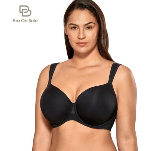 Womens Seamless Lightly Lined Comfort Strap Underwire Contour Bra Plus Size