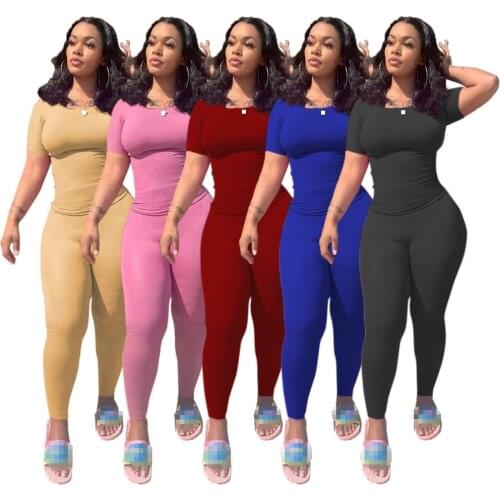Two piece set women tracksuit 2 piece sets women outfit wholesale items crop top plus size pants sets women clothing
