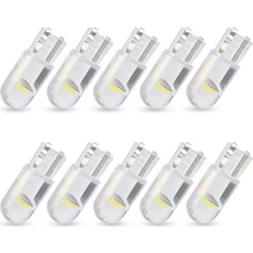 10 Pcs High Bright W5W Led T10 12V COB Glass Auto Dome Read DRL Bulb Car Light 6000K White Ice Blue Car License Plate Lamp