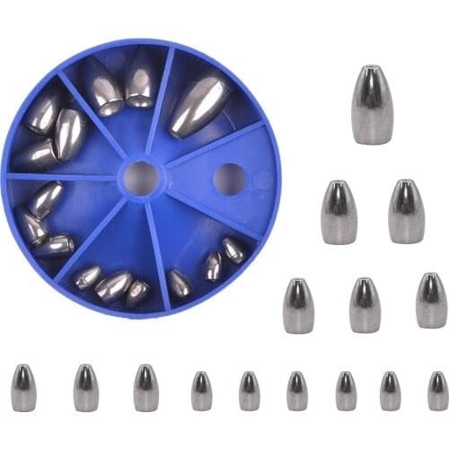 15Pcs/Box Bullet Silver 100% Tungsten sinker casting weights Worm bait sinkers for Texas rigs Worm bait jig fishing tackle