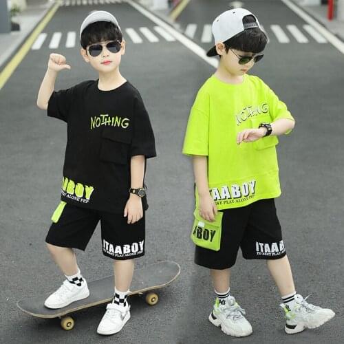 2021 New Boy Summer Clothes Kids Clothing Casual Suits Children Short Sleeve Shirt + Shorts Clothing Set for 4 6 7 8 10 12 Years