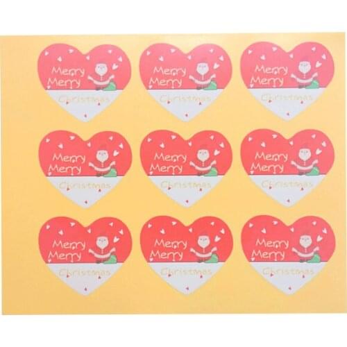 90pcs/lot Kawaii Snowman Merry Christmas Heart design Paper Sticker Handmade Baking Decoration packaging label