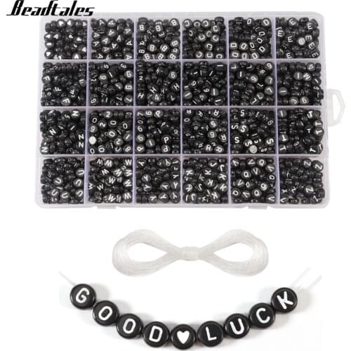 Beadtales Acrylic Box Natural Beads English Letter Beads DIY Alphabet Letters Set Bracelet Necklace Jewelry Accessories Making