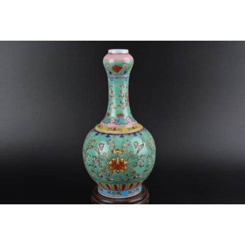 Antique QIngDynasty porcelain vase,Pastel glaze,Flower,Hand-painted crafts,Collection&Adornment