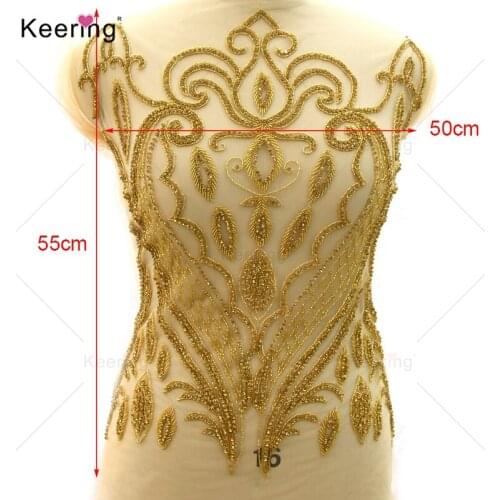 Ins Sexy Girl Use 3D Gold Flower Motif Rhinestone Applique For Evening Dress WDP-350