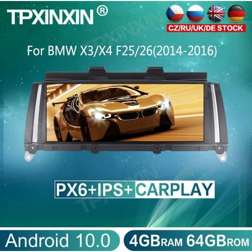 For BMW X3/X4 F25/26 2014-2016 4+64G Android 10.0 Car Multimedia Player Head Unit Auto Stereo Radio Tape Recorder GPS Navigation