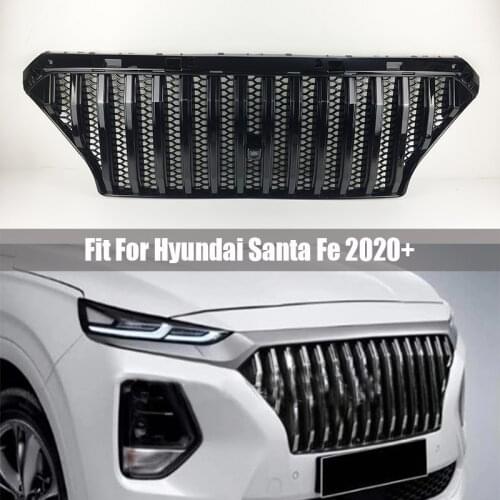 Car grille For Hyundai new Santa fe 2019 2020 Car Front racing grille Santafe black silver ABS grille radiator