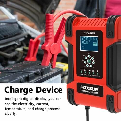 Car Battery Chargers 12V/12A 24V/6A Full Automatic Smart Battery Chargers Trickle Chargers Battery Desulfator for Car Motorcycle