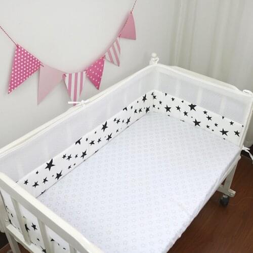Summer Baby Crib Bumper Cotton Print Infant Newborn Printing Mesh Safety Rails Breathable Collision Half Around Bumper Bedding