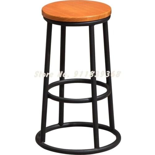 Bar Stool Light Luxury High Stool Bar Chair Solid Wood Mobile Phone Shop Milk Tea Shop Simple Iron Game Hall Front Desk Stool
