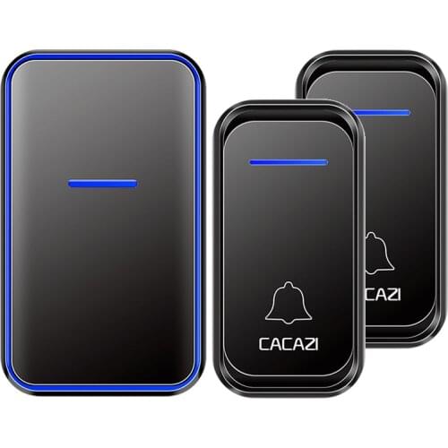 CACAZI EU US UK Waterproof Wireless Doorbell 300M Remote Intelligent LED Light Home Door Bell 38Chime 1 2 Button 1 2 3 Receiver