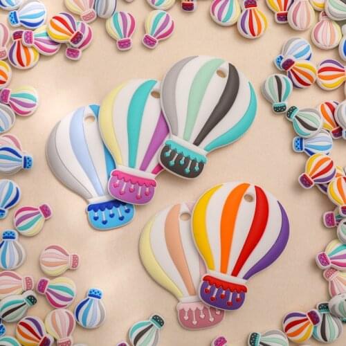 Baby Teether Toy Silicone Hot Air Balloon Shape Teether Food Grade Colorful Bead Kids DIY Handmade Necklace Toys Accessories