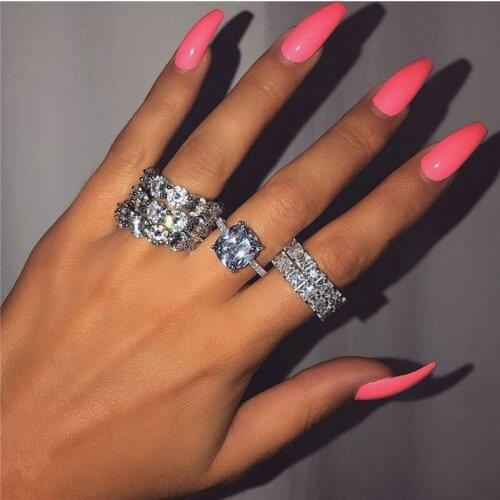 Valuable Diamond ring Silver color AAAAA Cz Engagement wedding band rings for women Bridal Fashion Party Jewelry