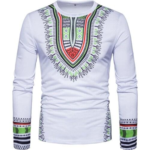 New the spring digital print T-shirt Man Casual Fashion Classic Men T-shirt Breathable National wind 3D printed long sleeve