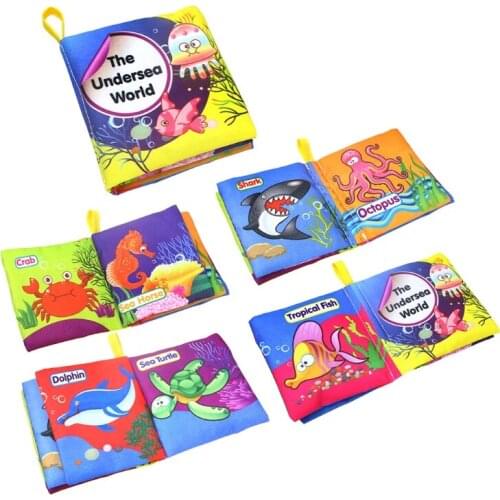 Soft Baby Cloth Book Early Learning Developmental Baby Toy Teaching Marine Theme 3D Cloth Book Interactive Cartoon Toy A2UB