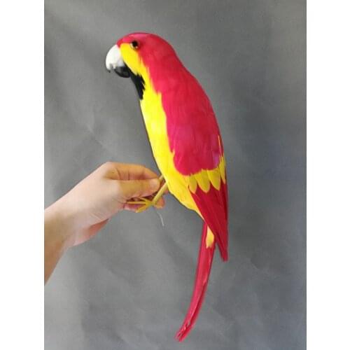 About 42cm simulation parrot bird hard model foam&feathers yellow&red parrot handicraft home garden decoration gift b1222