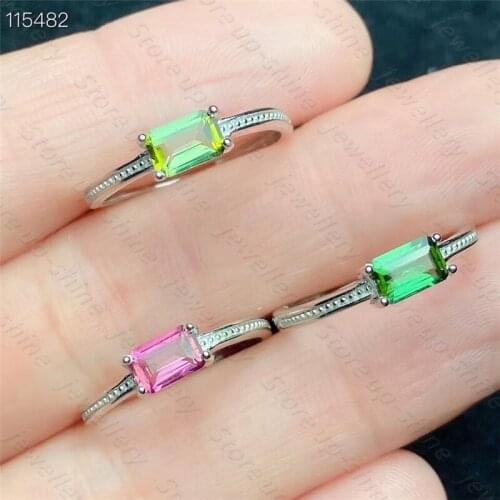 Natural Tourmaline Ring 925 Silver Womens Ring Simple, Fresh and Cute Multiple Colors