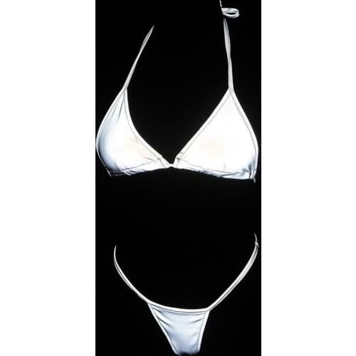 Colorful Reflevtive Bikini Women 2021 Bandage Swimsuit Sexy INS Beach Wear Swimwear Clothing Bathing Suit Maillot De Bain