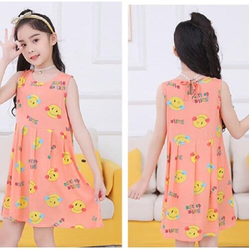 Summer Dress Teen Vestido 2021 Baby Girl Fashion Infantile Sleeveless 100% Cotton Children Flower Kid Clothing Princess Dress
