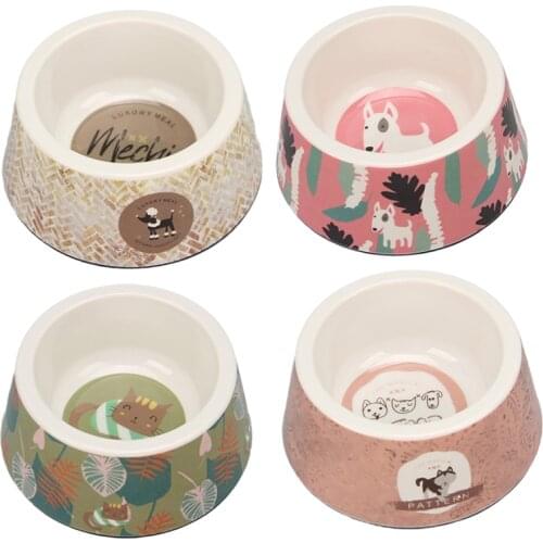 Small Pet Cat Bowl Dog Single Bowls Round Non-slip Natural Bamboo Fiber For Small Dogs Cat Feeders Feeding Water Dogs Bowl