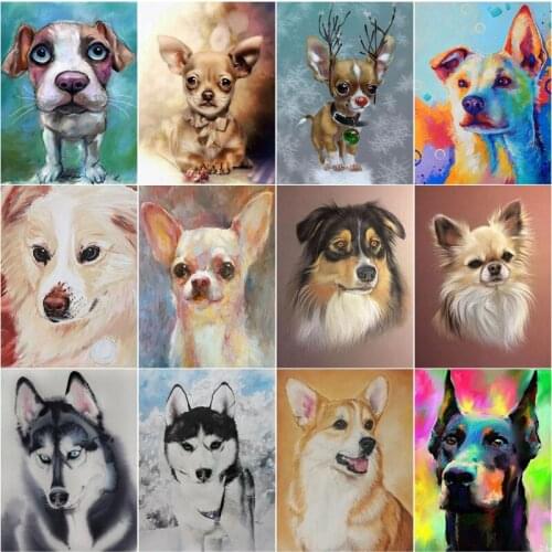 Cute Dog Embroidery Diamond Animals Arts and Crafts Kit for Adults Mosaic Jewel Cross Stitch Wall Home Decor