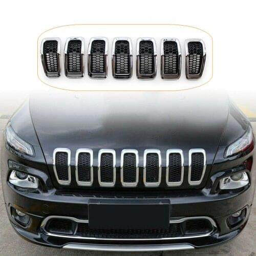 7pcs Front Bumper Central Grill Cover Trim Replaced Racing Grille Grille For Jeep Cherokee 2014 2015 2016 2017 2018 Dropshipping