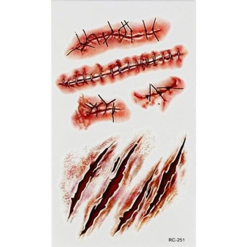 Halloween Zombie Scar Tattoo Sticker Halloween Decoration Fake Wound Scar Tattoo Sticker