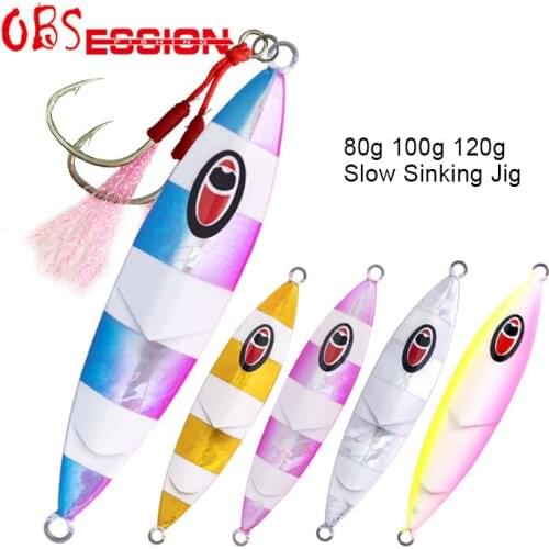 OBSESSION 80g 100g 120g Sea Fishing Jigs Japan Laser Artificial Hard Metal Slow Sinking Luminous Saltwater Jig Lure Tackle