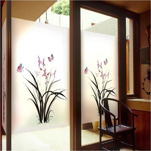 Customed Water-proof Window Film Decorative Butterfly Love Home Frosted Opaque Static Privacy Bathroom Decals Glass Sticker