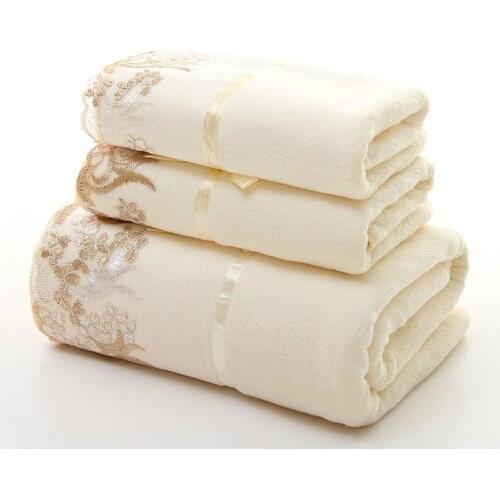 2017 new Microfiber Towel Set 3pc/set Lace 1pc Bath Towel 2pcs Hand Towel Quick Dry Towels bathroom for Adult strandlaken free