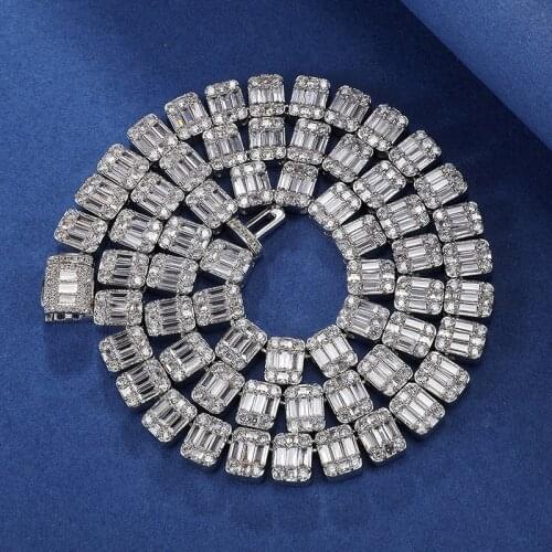 US7 9MM Bling Bling Baguette Tennis Necklace For Men Women Iced Out Cubic Zirconia Square Chains Chokers Hip Hop Jewelry