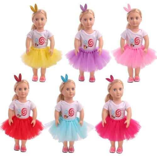 2021 Hand Woven Printed Candy Screen Skirt Fit 18 Inch American 43cm Baby Doll Clothes Accessories,Girls Toys,Birthday Gift