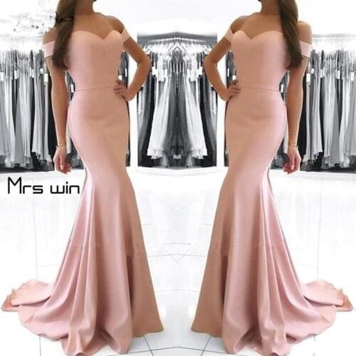 Mrs win Evening Dresses For Women Elegant Boat Neck Elegant Party Dresses Mermaid Off Shoulder Long Robe De Soiree HR078