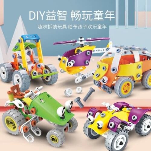 DIY 3D Screw Building Block Creative Soft PVC Construction Bricks Puzzle Screwdriver Assembled Car Plane Kit Educational Toy