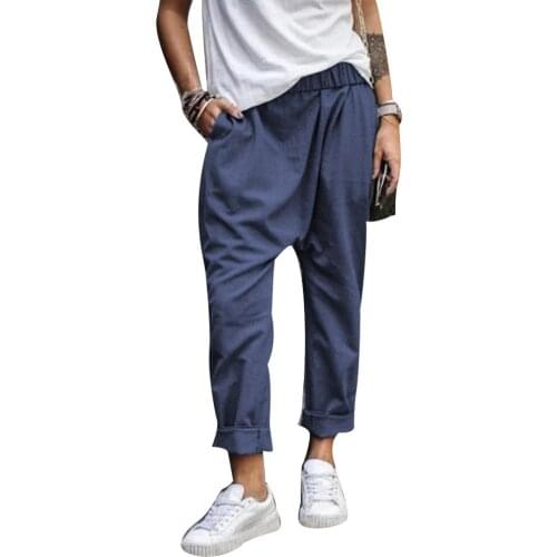 Men clothing Casual Women Plus Size Loose Harem Pants Solid Color Elastic Waist Long Trousers streetwear joggers men штаны муж