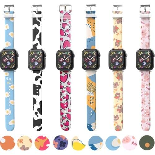 New Floral Flower Bands For Apple Watch Series 6 5 4 40mm 44mm Soft Sports Silicone Printed Strap For iWatch Band SE 3 38mm 42mm
