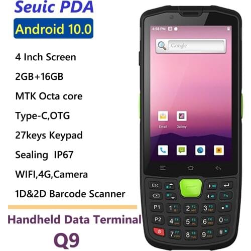 Seuic AUTOID Q9 Android 10.0 MTK Octa Core PDA Keypad Handheld Terminals Barcode Scanner IP67 Data Collector WIFI 4G QR Scanner