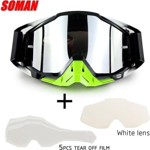 Soman Motorcycle Riding Off-road Goggles Goggles Outdoor Glasses Set with Transparent Film and Tear Film Glasses Sunglasses