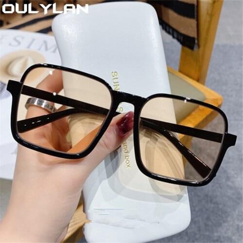 Oulylan Fashion Half Frame Sunglasses Women Trendy Square Sun Glasses for Men Vintage Black Yellow Eyewear Ladies Outdoor Shades