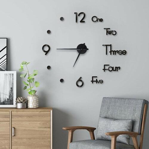 Modern Design Wallclock DIY Digital Wall Clock 3D Mirror Surface Sticker Big Number Silent Quartz Clocks Home Living Room Decor
