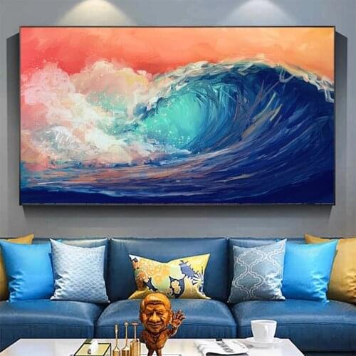 Modern Colorful Landscape Canvas Painting Surf Posters and Print Wall Art Abstract Picture for Living Room Home Decor Cuadros