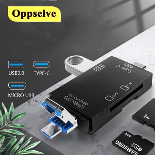 TYPE C USB2.0 Micro USB OTG Adapter TF SD Card Multifunctional Card Reader Mobile Phone Computer 2-Slot Flash Memory Card Reade